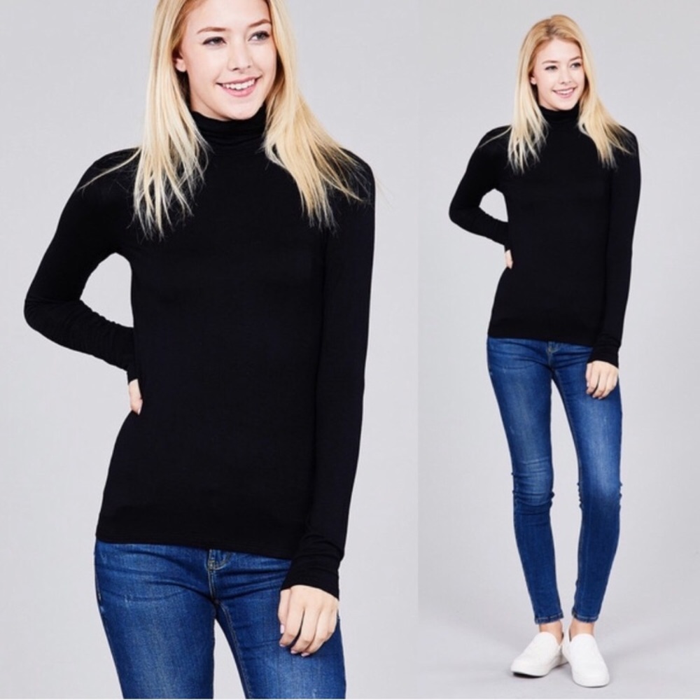 Long Sleeve Black Turtle Neck Top - Picture 2 of 2